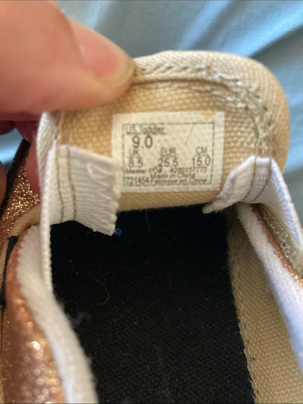 Vans Kids Sparkle Slip-On Shoes in Gold Sz 9